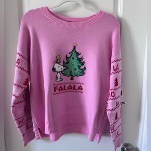 NWT Peanuts Women’s Pink Snoopy Holiday Sweater
